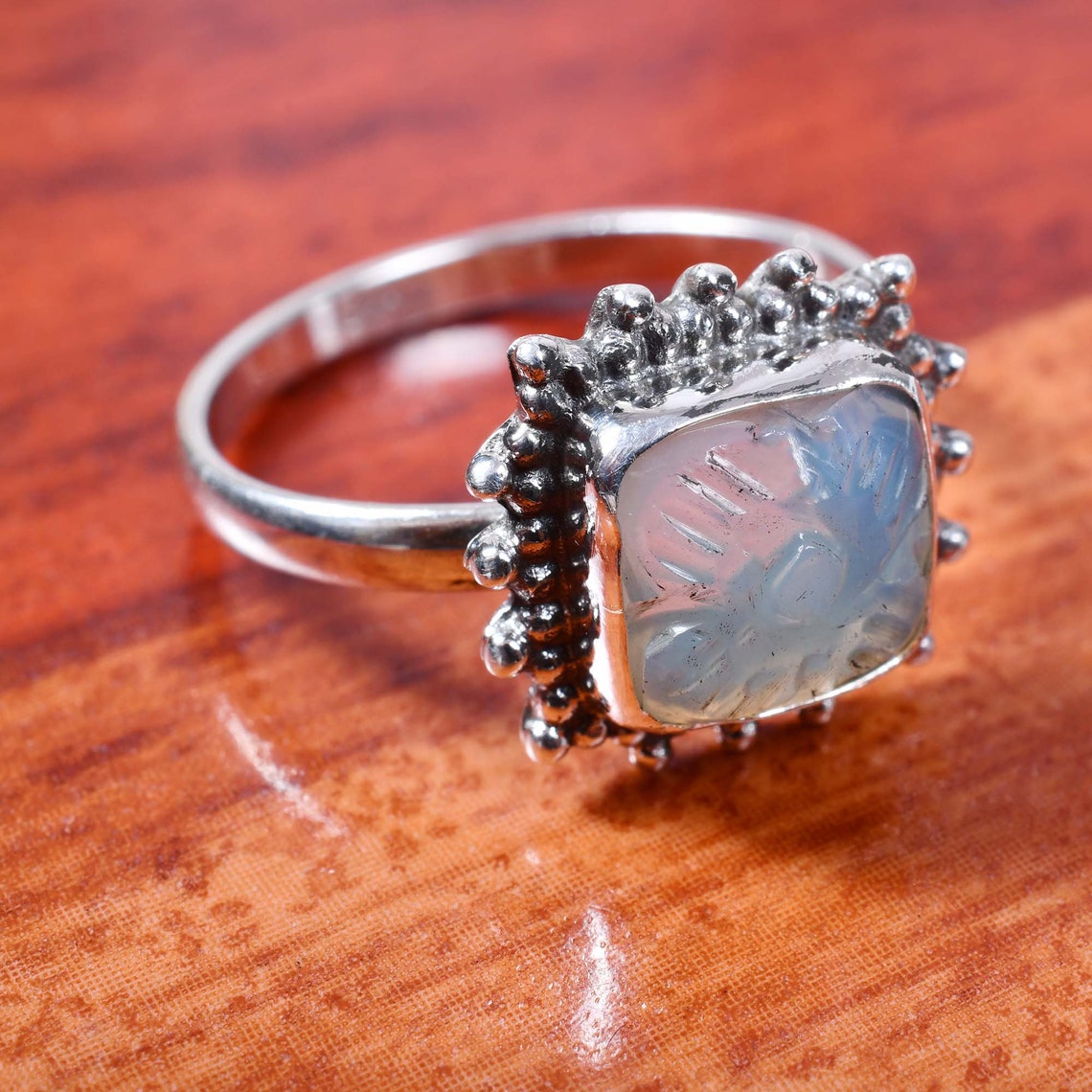 925 Sterling Silver Fire Opal Ring
