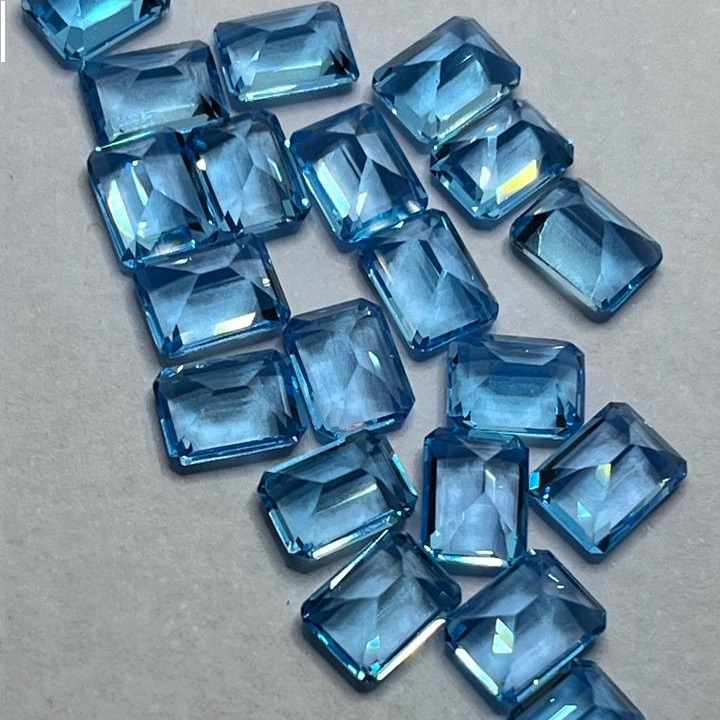 Natural Swiss Blue Topaz | Emerald Cut | 7 X 5 MM Faceted Blue Topaz | Clean Quality | Loose Gemstone |